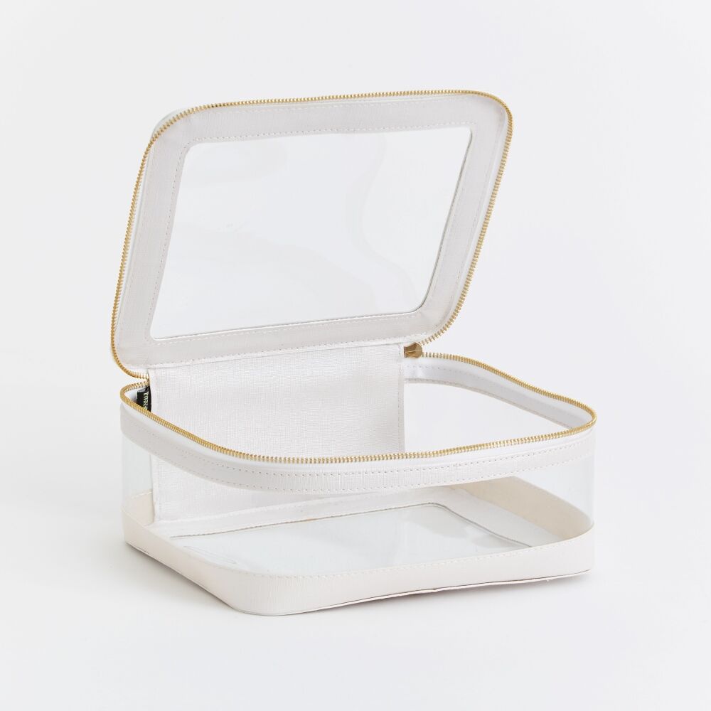 Trousse de maquillage de voyage en cuir végétal et PVC transparent de Supreme Creations Trousse de maquillage de voyage en cuir végétal et PVC transparent de Supreme Creations